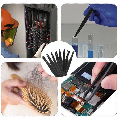 JIYIN 8 Stück Pinzette Kunststoff, Antistatische Kunststoff Präzisionspinzette Pinzette Basteln für Schmuckherstellung Laborarbeiten Fütterung Haustier