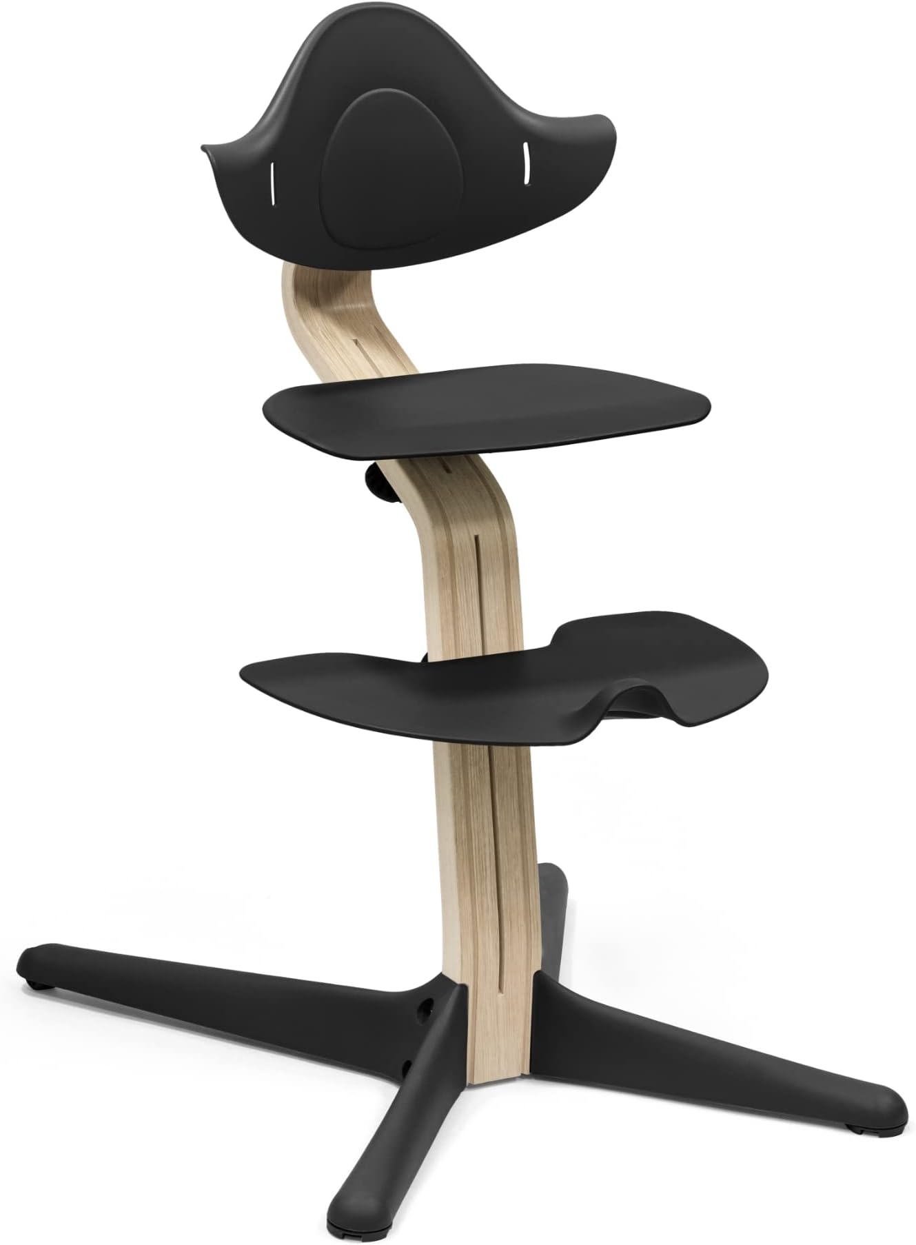 Stokke Nomi High Chair - Inspires Active Sitting - Tool-Free, Seamless Adjustability - Includes Stable Footrest & Anti-Tilt Wheels - Holds Up to 150 kg - Black/Natural
