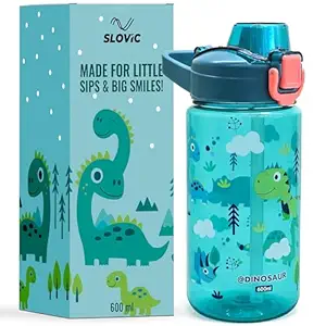 SLOVIC Water Bottle for School Kids [600 ML] | BPA Free Sipper Water Bottle for Kids | Leak-Proof Kids Water Bottle with Carrying Handle | Ideal for School, Travel & Home