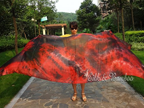 Winged Sirenny Sheer Tie-Dye Belly Dance Real Silk Veil, Flowy Oriental Bellydance Silk Scarf,Hand Rolled Edges3