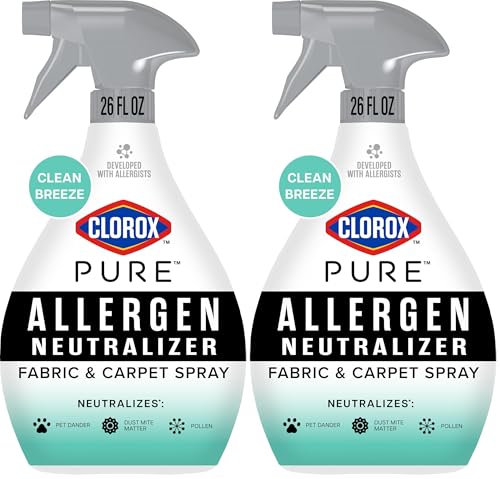 Image of Clorox PURE Allergen Neutralizer Fabric and Carpet Spray, Clean Breeze, 26 Fluid Ounces (Pack of 2)