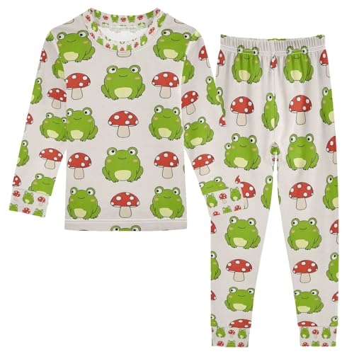 senya Mushroom Cute Frog Pajamas Set Long Sleeve Soft Cotton Sleepwear 2 Piece