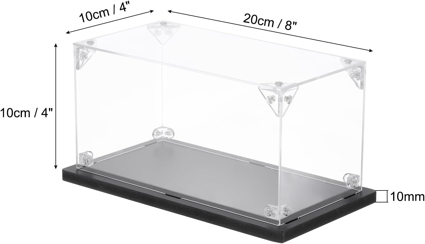 MECCANIXITY Acrylic Display Case, 4''x8''x4'' Clear Display Box Assemble Dustproof Display Box Storage Organizer for Collectibles Action Figures