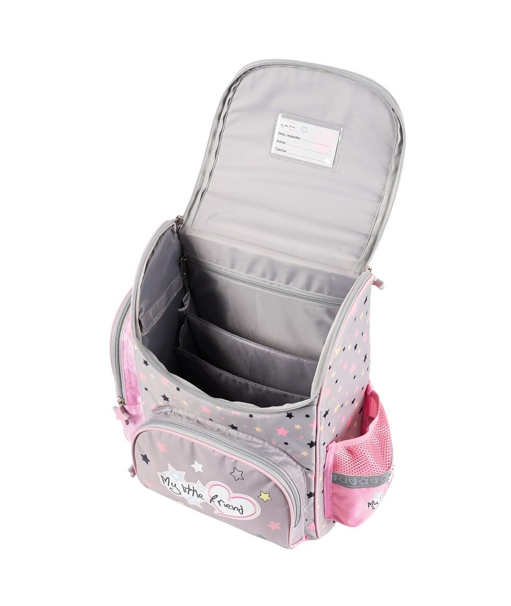 PASO Set di 4 zaini per la scuola per bambini e bambine, con astuccio, astuccio per scarpe e quaderno per i compiti, motivo gatto, set per 1-3 elementi