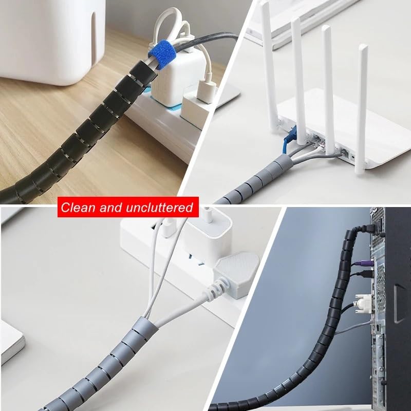 Gaine de câblage, gaine de câble, gaine de protection de câble noire, gaine de gestion de câble, gaine flexible, gaine spiralée, gaine de cordon de bureau, 5 m(White,32mm)