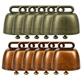 12 Stück Kuhglocke,Handwerk Glocken, Metallglocken In Rot- Und Grünbronze, Ideal Für Ziegen, Kühe Und Schafe, Robust Und Langlebig, Perfekt Für Farmdekor Und Weihnachtsbaum