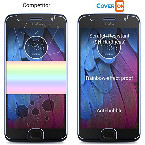 Moto G5S Plus Tempered Glass Screen Protector, Coveron [2 Pack] Of Slim Fit Protective Phone Display Guards [9H, Anti-Bubble, Anti-Scratch, Anti-Fingerprint] - Hd Clear #TOP4