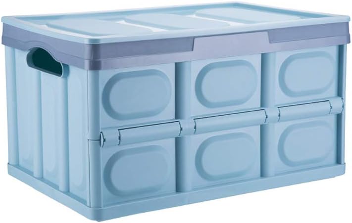 Collapsible Car Trunk Organizer Container Foldable for SUV Truck with Waterproof Bag Durable Plastic Grocery Storage Box with Lid Perfect for Sedan, Auto, Vehicle,Blue