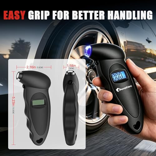 Image of Digital Tire Pressure Gauge,Accurate Cars Air Gauge 150 PSI,2 Pack | 0-150PSI Calibrated,Accurate in 0.1 Increments,4 Measurement Units,Backlight LCD&Nozzle Light,for Everyday Vehicles