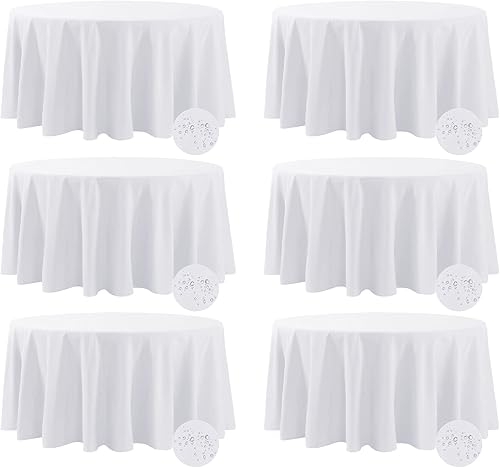 Fokitut - Manteles redondos de poliéster impermeable para cocina y comedor, mantel antimanchas y antiarrugas de 120 pulgadas para bodas, fiestas y