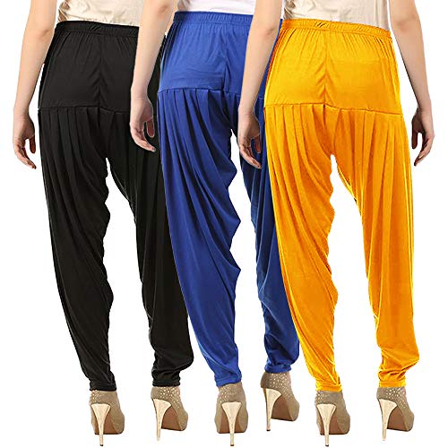 Image of Buy That Trendz Combo Offer (Pack of 3) Cotton Viscose Lycra Dhoti Patiyala Salwar Harem Bottoms Pants for Womens (White, Maroon, Black)