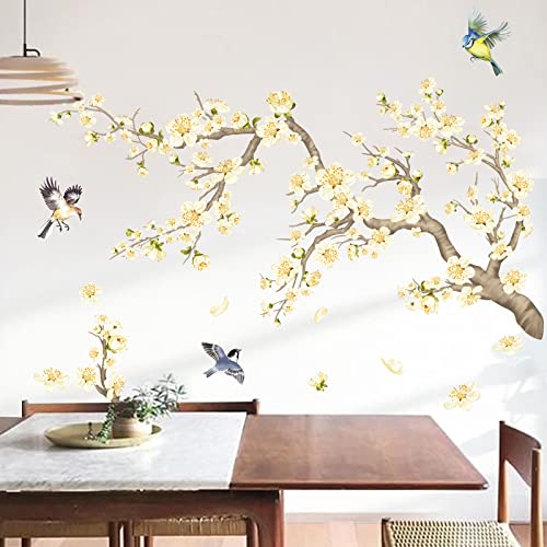 Vinilos decorativos flores y aves para pared