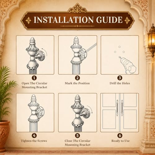 Image of GLOXY Premium Antique 24 inch Vintage Royal Taj Main Door Handle with 18.5 inch Hole-to-Hole Spacing - Decorative Push & Pull Aluminium Handle for Wooden & Glass Doors - Ideal for Homes, Restaurants & Villas