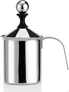ミルク泡立て器 ステンレス鋼 ダブルメッシュ ミルクフォーマー DIYファンシー ホワイト コーヒークリーマー (シルバー-400ml)