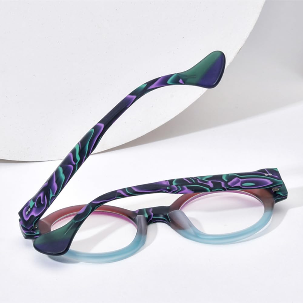 MUTYNE Occhiali da vista in acetato opaco Montatura da uomo Occhiali da vista rotondi grandi multicolori a gamba larga Occhiali da vista da donna