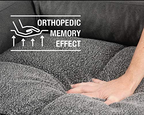 JAMAXX Premium 2-in-1 Hunde-Sofa - Orthopädische Memory Visco Füllung, Abnehmbare Polster und Waschbarer Bezug, Hochwertiger Stoff Lammfell/Sherpa, PDB3014 (M) 90x70 anthrazit