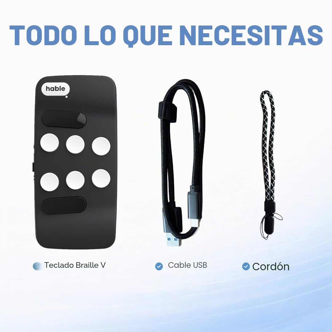 Hable One El Teclado Braille más Compacto para Personas con discapacidad Visual para iPhone, Android y tabletas diseñado para facilitar y agilizar la Escritura de Estudiantes y Personas ciegas