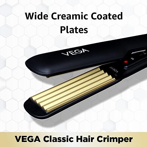 Image of VEGA 3 in 1 Hair Styler, Straightener, Curler & Crimper (VHSCC-01), Black & Classic Hair Crimper With Quick Heat Up & Ceramic Coated Plates, (VHCR-01), Black
