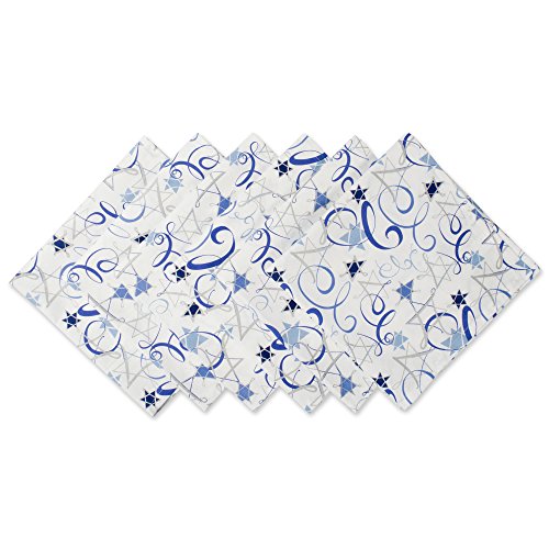 DII Hanukkah Collection Tabletop, Napkin Set, 20x20, Hanukkah Swirl, 6 Piece