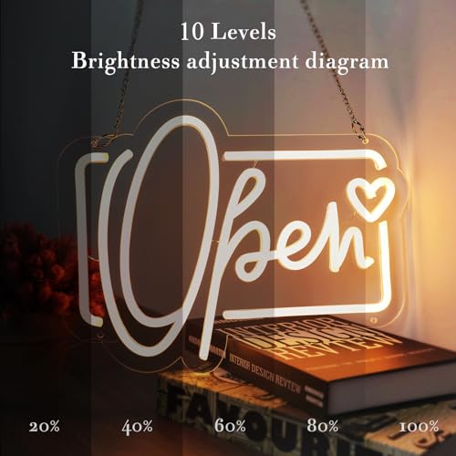 Image of Open Neon Sign, Neon Signs Lights for Wall Decor Store, Perfect Gifts for business owners, Dimmable Neon Light 13.3 * 10.3 in