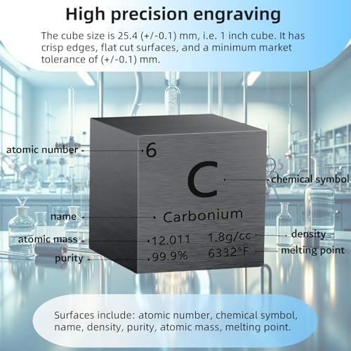 Image of Carbonium Cube, Cube Metal Density Cube Metal Element Cube Periodic Table of Elements Collection Education Science with Cube High Density Cube Block 1 inch