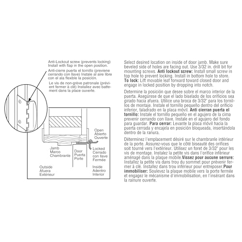 Verrou de porte à action rabattable Defender Security U 9888 loquet d'intimité réversible - 4