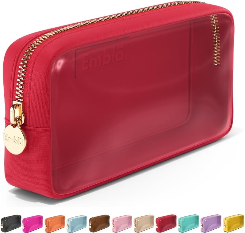 Necessaire de maquiagem Embla Ruby com zíper, nylon resistente à água, 12,7 x 5,08 x 12,7 cm