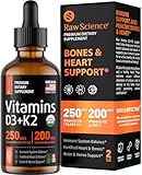 Liquid Vitamin D3 K2 10000 iu & 200 mcg - Vitamin D with MK7 Vitamin K2 Drops - Bone Density & Heart Support Liquid Vitamins for Women & Men, High Absorption Vit K2 D3 Vitamin Supplement - 2 fl oz