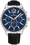 [トミーヒルフィガー]Tommy Hilfiger メンズ LUKE マルチファンクション 46mm ネイビー文字盤 ブラック レザー 1791468 腕時計[並行輸入品]