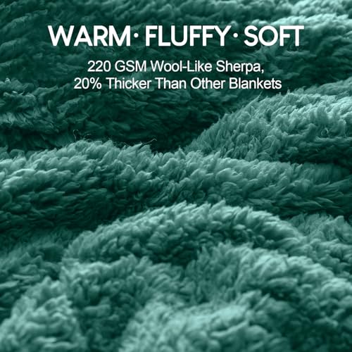 Image of Cottonblue Weighted Blanket 15lbs for Twin Bed, Faux Fur Sherpa Weighted Blanket for Adults, Plush Cozy Bed Heavy Blanket for Calm and Relax,Forest Green, 48x72 inches