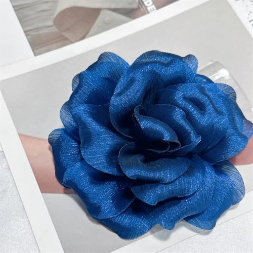 Image of Flash Camellia Flower Brooch Pin for Women Men Elegant Texture Fabric Dahlia Rose Floral Brooches Lapel Pins Dainty Wedding Holiday Party Costume Dress Accessories Jewelry