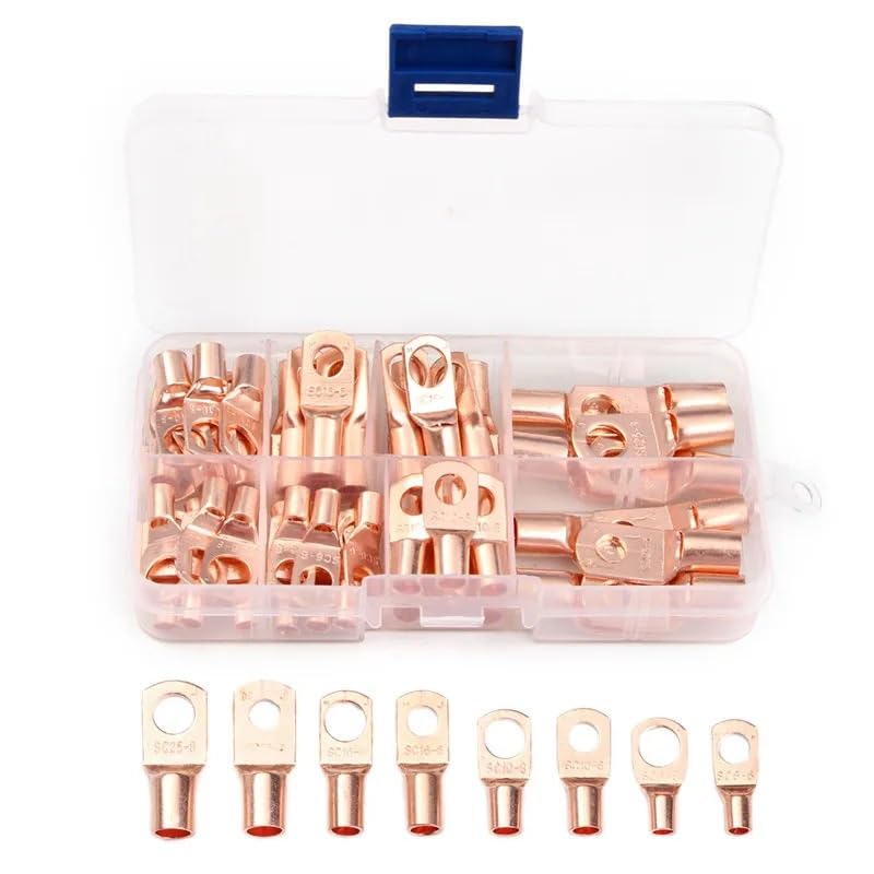 60pcs/Set SC6-25 Open Barrel Copper Lug Ring Battery Wire Connector Cable Crimp Terminal Kit
