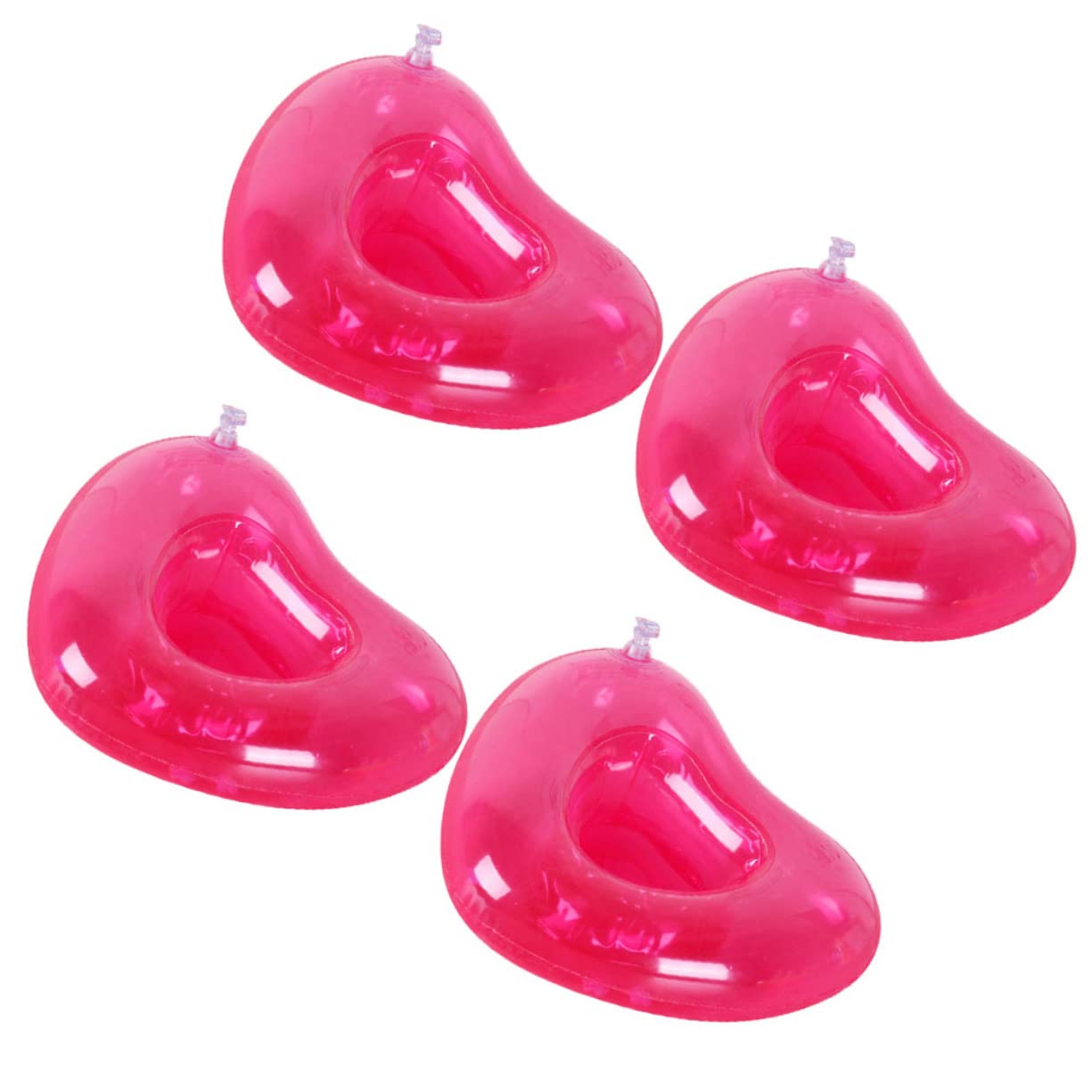 Abaodam Pink Heart Shape Cup Floats Inflatable Drink Holders Beer Holders for Water Party 4pcs Set