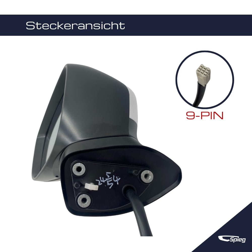Spieg Außenspiegel Links für Mazda CX-5 (KF) 2017-2025 Elektrisch Einklappbar, Toter-Winkel-Assistent, Elektrisch Verstellbar, Blinklicht, Beheizt, Weißes Material, 9 PIN