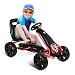 Costzon Pedal Go Kart, Pedal Powered Kids Ride on Car Toy, Children's 4 Wheels Riding Car Crazy Cart w/ Adjustable Seat, Foot Pedal, for Boys & Girls Age 3 to 8 Years Old, Indoor & Outdoor (Black)