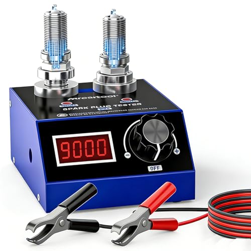 MR CARTOOL H90 Automotive Spark Plug Tester Dual Holes Engine Ignition Coil Tester 500~9000rpm Ignition Plug Analyzer for DC 12V Vehicles