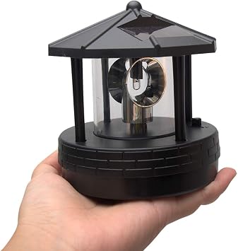 1PC Solar Lighthouse, Rotating Outdoor Waterproof LED Solar Light Beacons Tower Decorative, 360 Degree Rotating Lamp Beacons for Lawn/Patio/Pond