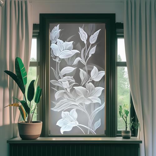 Vinilo decorativo floral para ventana HOMETITUTE 17.7x39.3 in miniatura 3