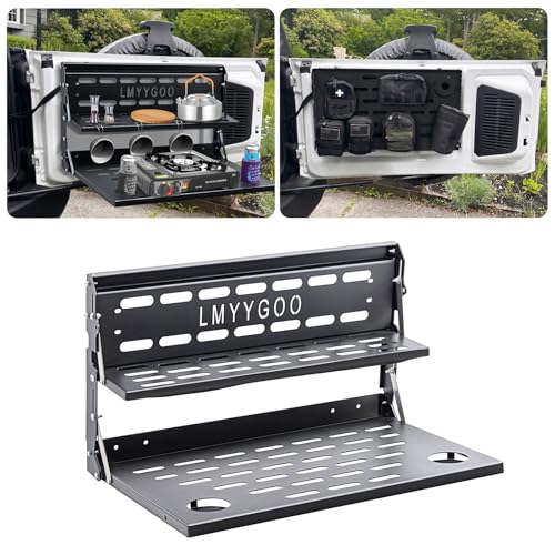 LMYYGOO 2024 Ford Bronco Tailgate Table Heavy Duty Alloy Steel 2021-2025 Bronco 2/4 Rear Door Tailgate Table and Molle Panel (Double-layer)