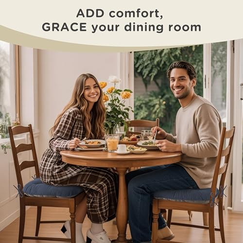 Image of AddGrace Chair Cushions for Dining Chairs Soft Kitchen Seat Cushions 18 inch x 18 inch x 3 inch Non-Slip Seat Pads Navy Set of 2