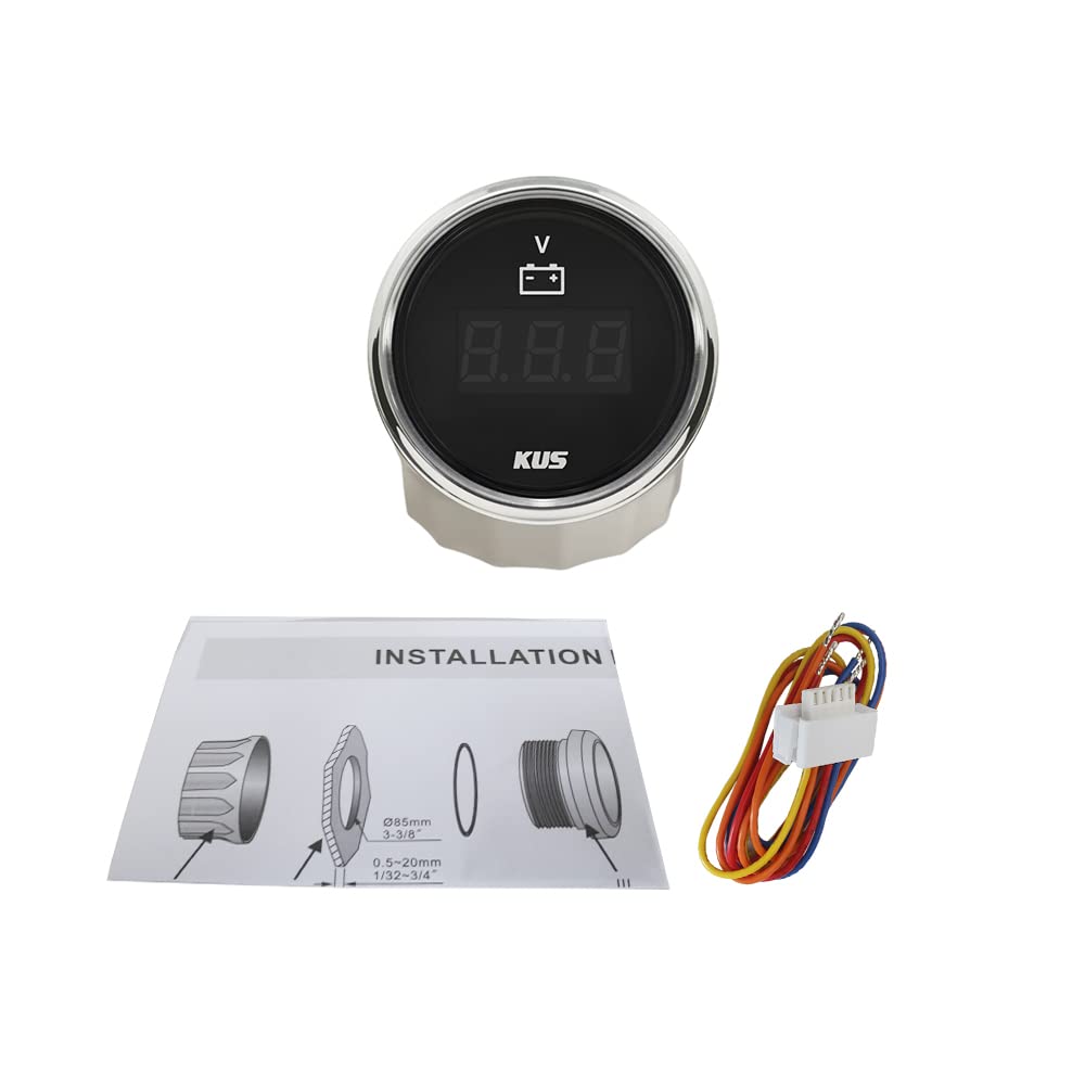 KUS Digital Voltmètre Jauge de tension 9–32V 52mm avec rétroéclairage