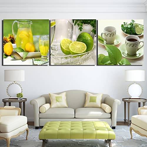 Cuadro en lienzo 120x60 de frutas abstractas para decoración de pared de cocina