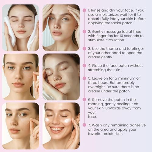 Adellina New Anti Facial Wrinkle Patches: Anti Wrinkle Patches Overnight - Smile Line Pathces - Facial Wrinkle Patche for Forehead, Smile Line, Under Eyes (1 Count (Pack of 144))