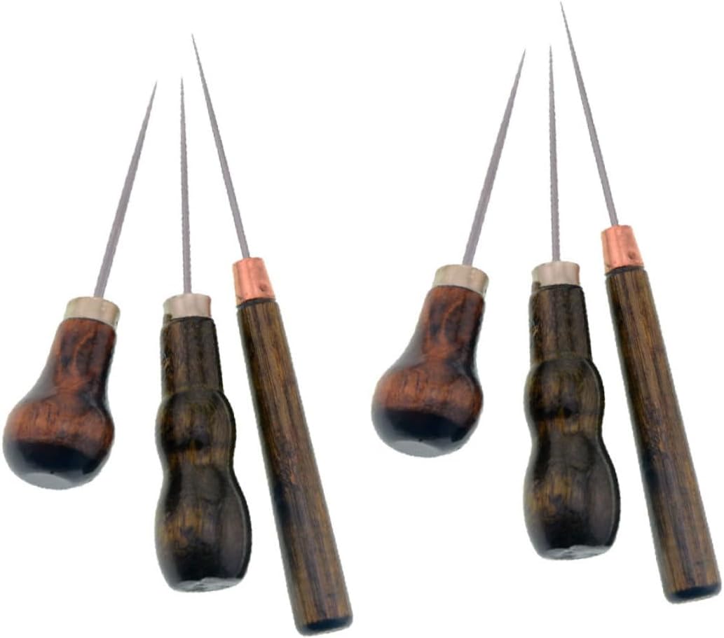 Tofficu 18pcs Leather Awls Sewing Tool Kit Multifunctional Pricker for Craft Shoe Repair Home Projects Includes Single Double Gourd Cylindrical Patterns for Sewing