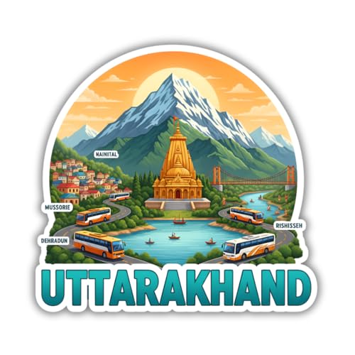 Image of Uttarakhand Theme Souvenir Wooden Fridge Magnet for Refrigerator - Printed Fridge Magnet for Kitchen & Fridge Decor | Perfect Souvenir Gift (1, Uttarakhand Theme)