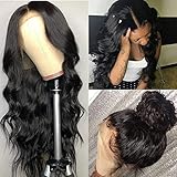 - Densidad: 150% de densidad (densidad personalizable 180%, 250%), color negro natural, color marrón medio, peluca frontal de encaje 360, pelucas onduladas para mujeres negras. Disponibilidad: 25,4 – 60,9 cm. El modelo de la imagen es de 60,9 cm.
