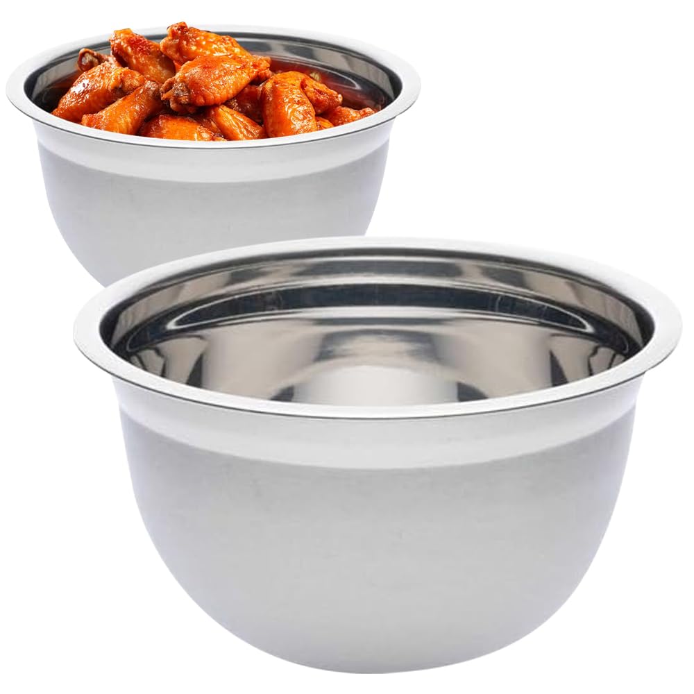 Bargains-Galore Silver 26Cm German Stainless Steel Mixing Bowl - Kitchen Salad Fruit Cooking Deep 5 Litre | For Kitchen, Catering, Restaurants, Cooking | Tableware Bowl For Mixing, Whipping, Double Boiling & Marinating