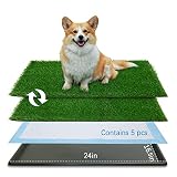 Oiyeefo Dog Grass pad with Tray,24”x 16.5” Indoor Dog Potty with 2 Packs Replacement Artificial Fake
