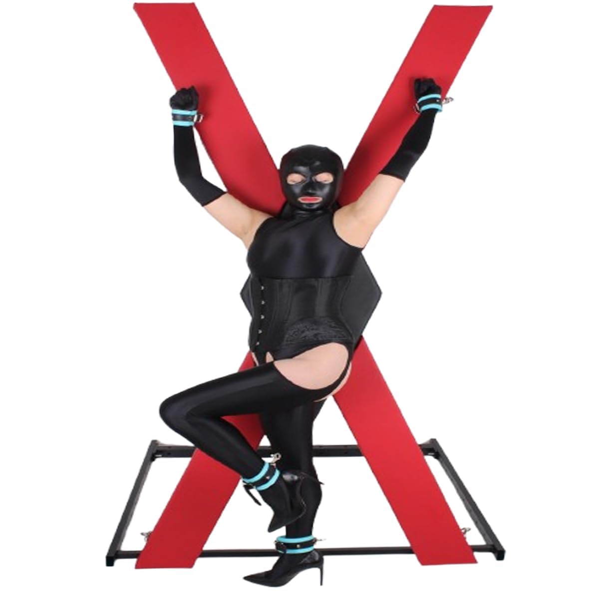 Große Bestrafung Bondage Gestell Sklaventraining Sexspielzeug Sm Folter Mit Fußfesseln+Handschellen Fesselgurte Sexfolter Self Bondage Sexmöbel Set Sexy Kreuz X-Rahmen