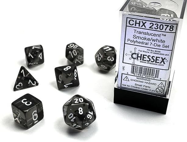 Miniatura 3 de Chessex Translúcido 7pc humoblanco, gris